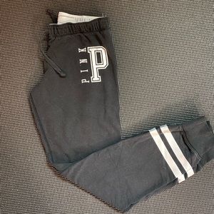 Victoria Secret Pink logo Joggers in black.